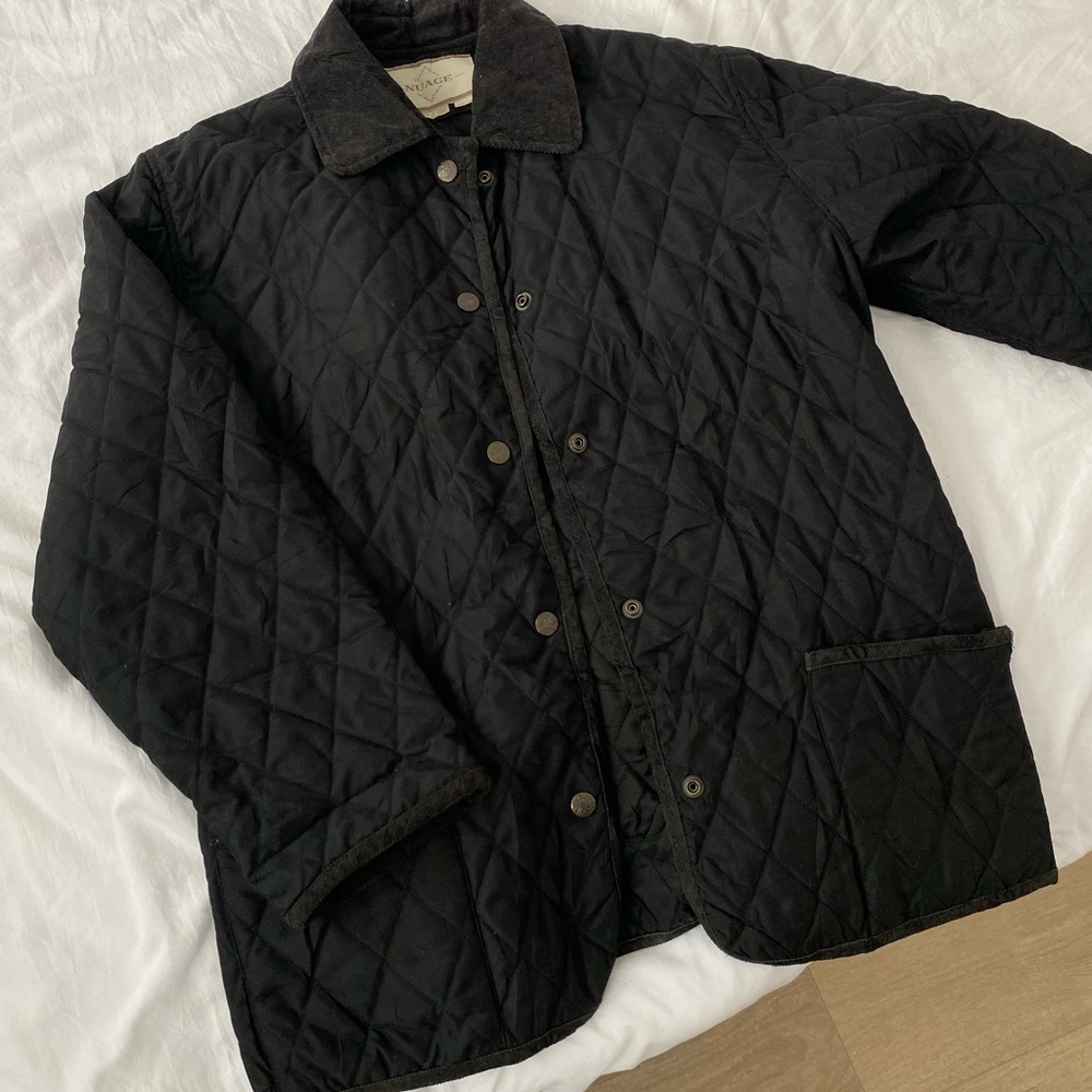 Quilted Jacket with Corduroy Collar